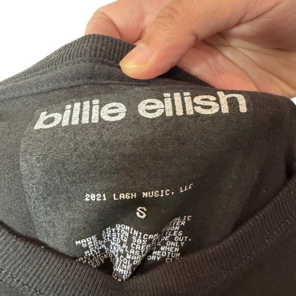 Billie Eilish black "Happier Than Ever" embroidered t-shirt size S - Picture 5 of 6